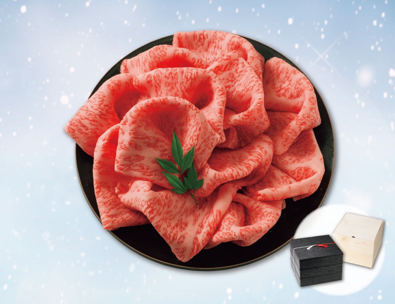 雪降り和牛 尾花沢 霜降りすき焼き・しゃぶしゃぶ用お重 通常