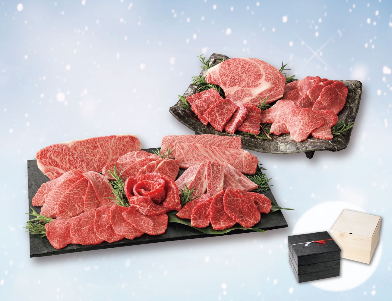 雪降り和牛 尾花沢 おまかせ焼肉用お重 通常