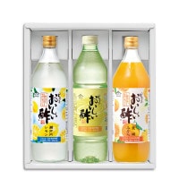 ギフト箱3本セット-3 おいしい酢 955ml×1本 おいしい酢瀬戸内レモン 900ml×1本 おいしい酢愛媛みかん 900ml×1本 酢 お酢 調味料 ギフト ギフトセット 季節限定 贈り物 お中元 飲む酢 飲むお酢