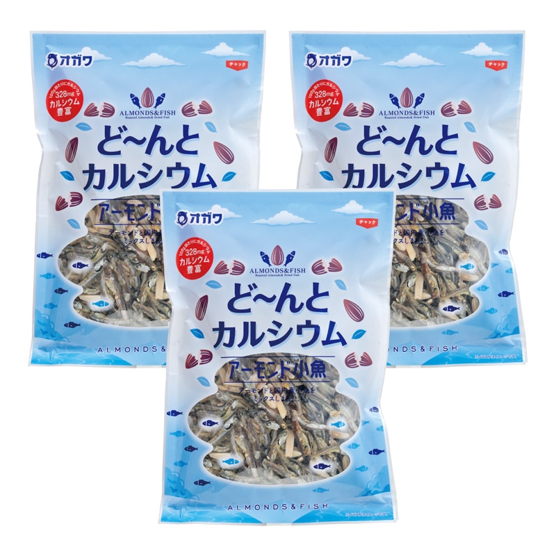 どーんとカルシウム 300g×3袋 お菓子 菓子 アーモンド 小魚 煮干し 煮干魚類 お茶請け おつまみ