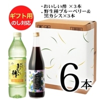 WEB限定ギフトセット-6 おいしい酢 955ml×3本 野生種ブルーベリー&黒カシス 720ml×3本 計6本 酢 お酢 調味料 ドリンク ギフト ギフトセット 贈り物 お中元 お歳暮