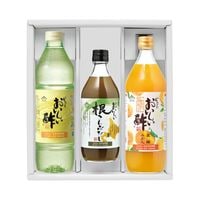 ギフト箱3本セット-5 おいしい酢 955ml×1本 おいしい酢愛媛みかん 900ml×1本  おいしい根こんぶだし 500ml×1本 酢 お酢 調味料 ギフト ギフトセット 季節限定 贈り物 お中元 飲む酢 飲むお酢 ビネガー ドリンク 健康 だし 根こんぶ