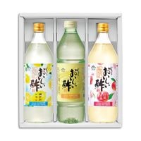ギフト箱3本セット-26 おいしい酢 955ml×1本 おいしい酢山梨白桃 900ml×1本 おいしい酢瀬戸内レモン 900ml×1本 酢 お酢 調味料 ギフト ギフトセット 季節限定 贈り物 お中元 飲む酢 飲むお酢