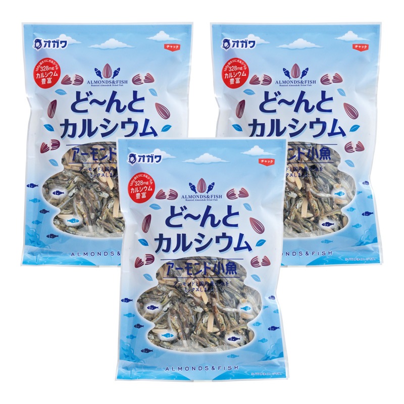 どーんとカルシウム 270g×3袋 お菓子 菓子  アーモンド 小魚 煮干し 煮干魚類 お茶請け おつまみ