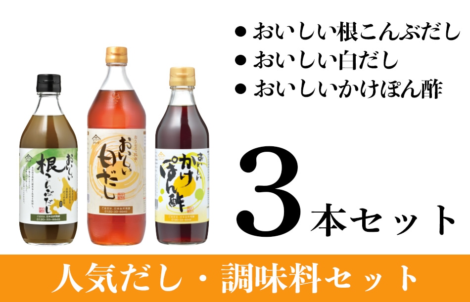 WEB限定】人気だし・調味料セット おいしい根こんぶだし 500ml×1本