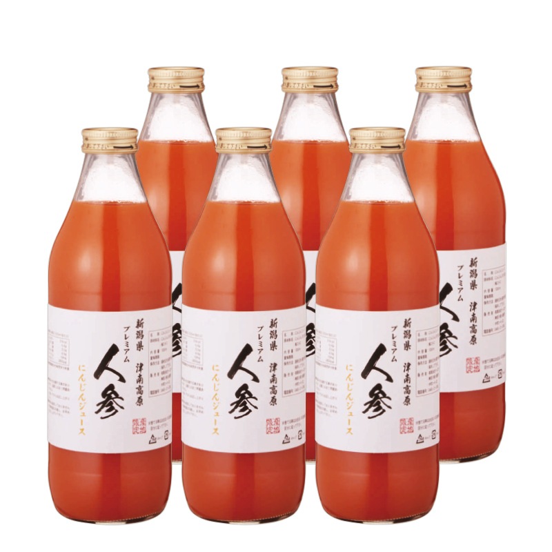 プレミアム人参ジュース 1L×6本セット ドリンク 飲料 瓶 人参ジュース 新潟県津南高原産 完熟 にんじん