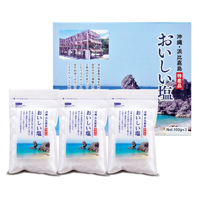 おいしい塩 3袋セット（箱入り） 100ｇ×3袋 調味料 塩 沖縄 海塩 ソルト
