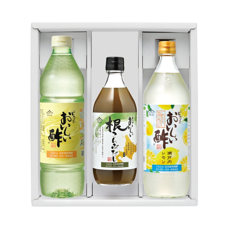 信頼も厚い ギフト箱3本セット-4 おいしい酢瀬戸内 955ml×1本 おいしい酢 調味料・料理の素・油