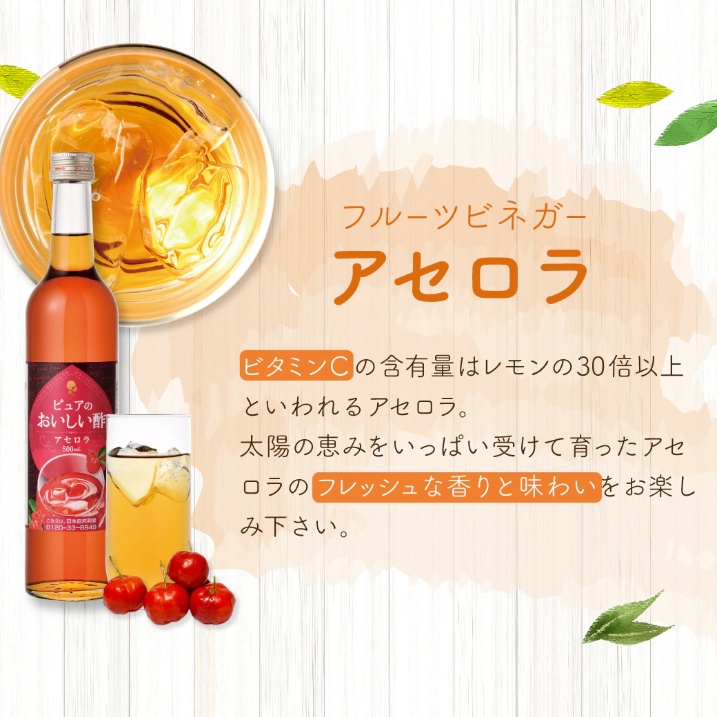 おいしい酢フルーツビネガー アセロラ 500ml×1本 フルーツビネガー 果実酢 飲む酢 飲むお酢 ビネガー