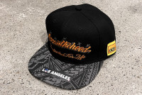 OSSANTHEHOOD snapback cap (dadicated) / black & tribal / orange