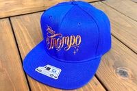 Tacos El Trompo snapback cap (script) / royal x orange