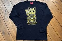 OSSANTHEHOOD longsleeve Tshirt (lucky cat) / black x gold