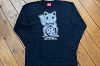 OSSANTHEHOOD longsleeve Tshirt (lucky cat) / black x white