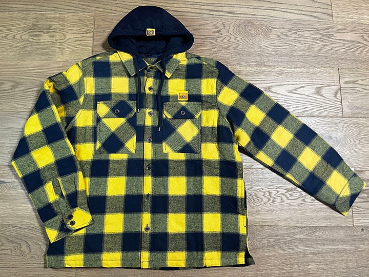 NICETY "1993" quilted flannel jacket / yellow x navy