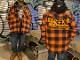NICETY "1993" quilted flannel jacket / orange x navy-1