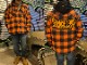 NICETY "1993" quilted flannel jacket / orange x navy-1
