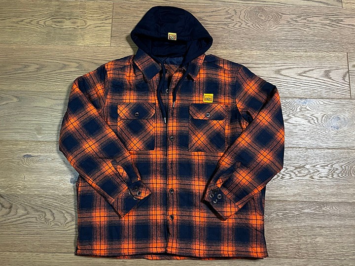 NICETY "1993" quilted flannel jacket / orange x navy-2