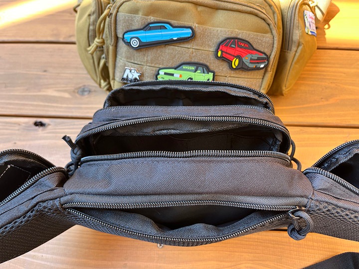 NICETY patched sling bag / black