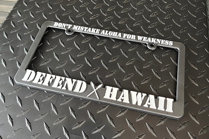 DEFEND HAWAII license plate frame