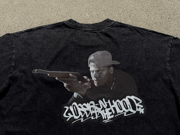 OSSANTHEHOOD dye washed Tshirt (gunman) / black
