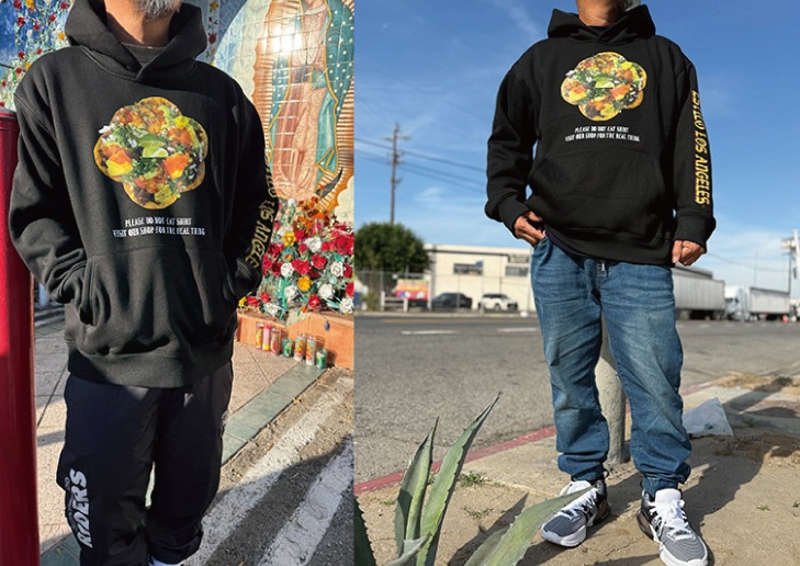 Tacos El Trompo 13oz pile lined hoodie (real thing) / off white