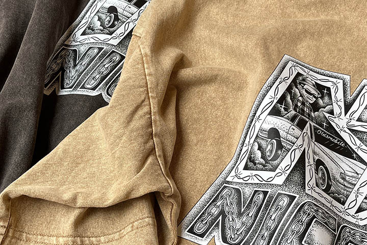 NICETY 8.2oz garment dye Tshirt (star 2024) / washed black