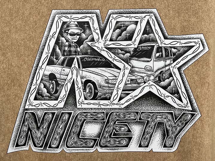 NICETY 8.2oz garment dye Tshirt (star 2024) / washed sand