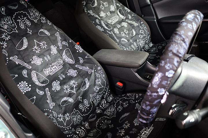 OSSANTHEHOOD universal seat cover set(westcoast paisley) / black