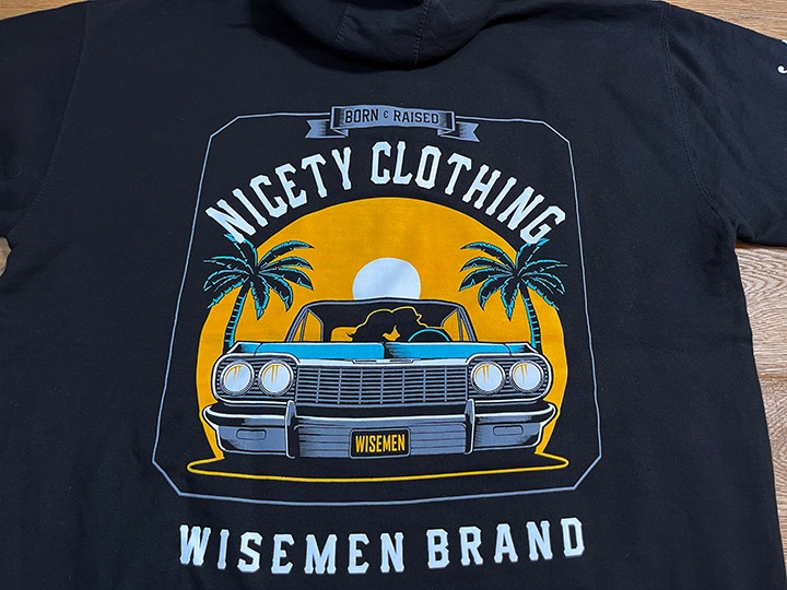WISEMEN brand pullover hoodie (sunset) / black