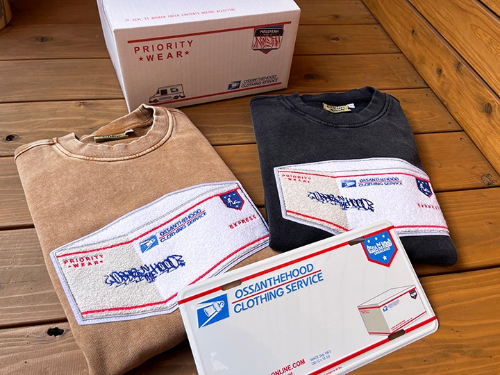 OSSANTHEHOOD 12oz. crewneck sweat (postal) / washed black