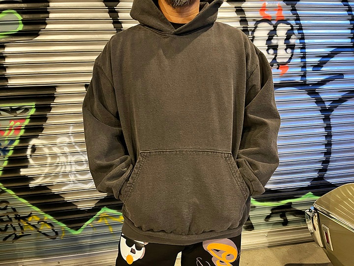 LOS ANGELES apparel 14oz. garment dye pullover hood / charcol XL