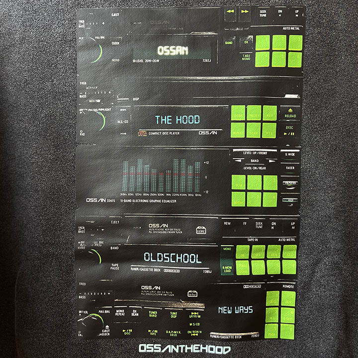 OSSANTHEHOOD 12oz. crewneck sweat (six buttons) / washed black