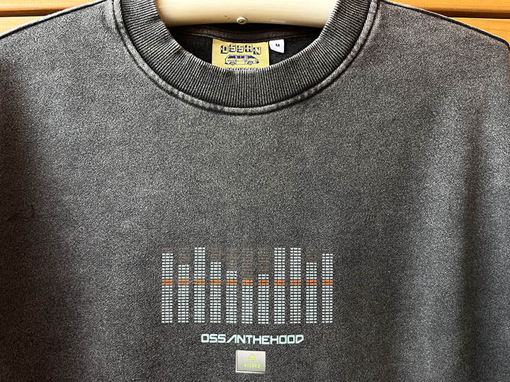 OSSANTHEHOOD 12oz. crewneck sweat (six buttons) / washed black