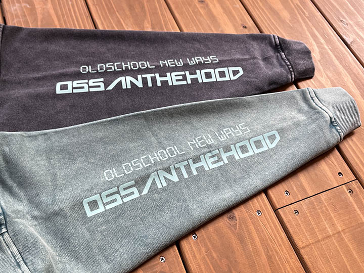OSSANTHEHOOD 12oz. crewneck sweat (six buttons) / washed black