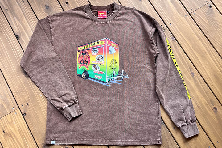 Tacos El Trompo 8.2oz garment dye longsleeve Tee / adobada