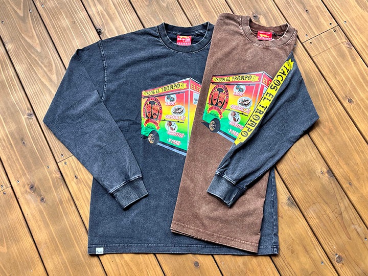 Tacos El Trompo 8.2oz garment dye longsleeve Tee / adobada