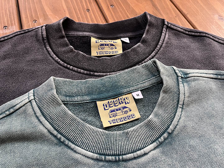 OSSANTHEHOOD 12oz. crewneck sweat (six buttons) / washed green