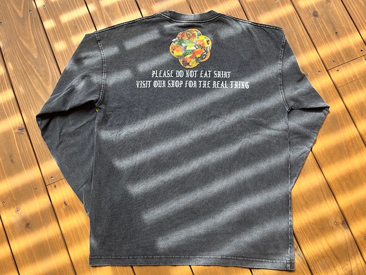 Tacos El Trompo 8.2oz garment dye longsleeve Tee / washed black