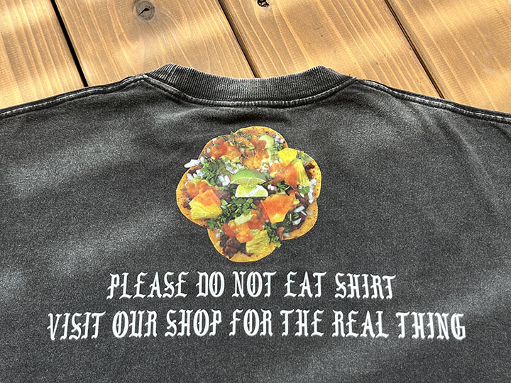 Tacos El Trompo 8.2oz garment dye longsleeve Tee / washed black