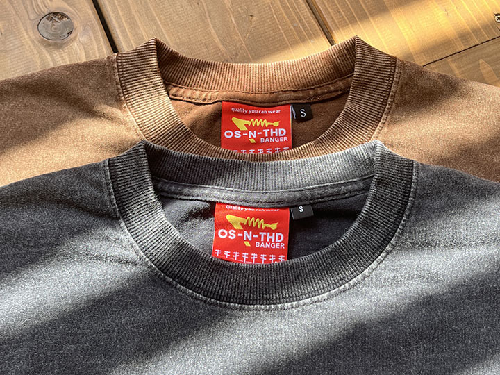 Tacos El Trompo 8.2oz garment dye longsleeve Tee / washed black