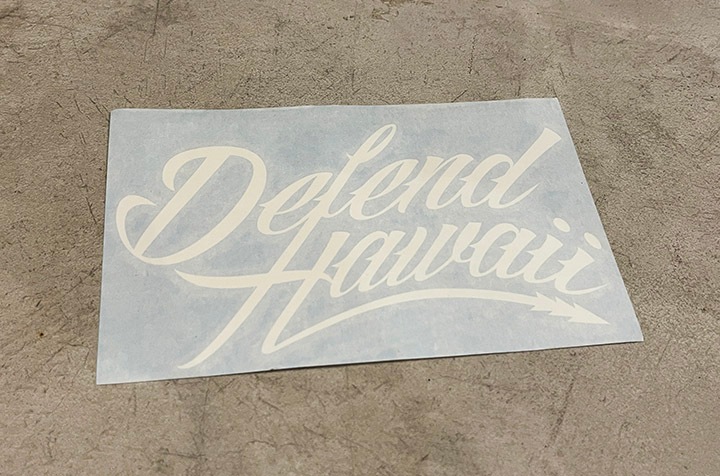 DEFEND HAWAII cutting sticker/ white