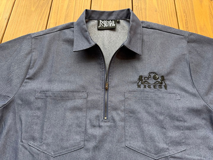 NICETY denim 1/4zip shirt (8ball) / blue indigo 