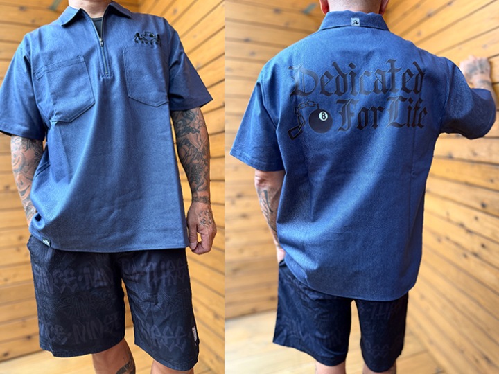 NICETY denim 1/4zip shirt (8ball) / blue indigo 