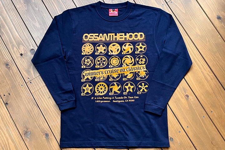 OSSANTHEHOOD longsleeve Tshirt (rim) / navy x orange