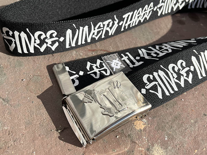 NICETY "SINCE NINETY THREE" web belt / black & white
