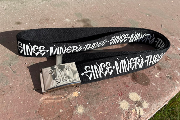 NICETY "SINCE NINETY THREE" web belt / black & white