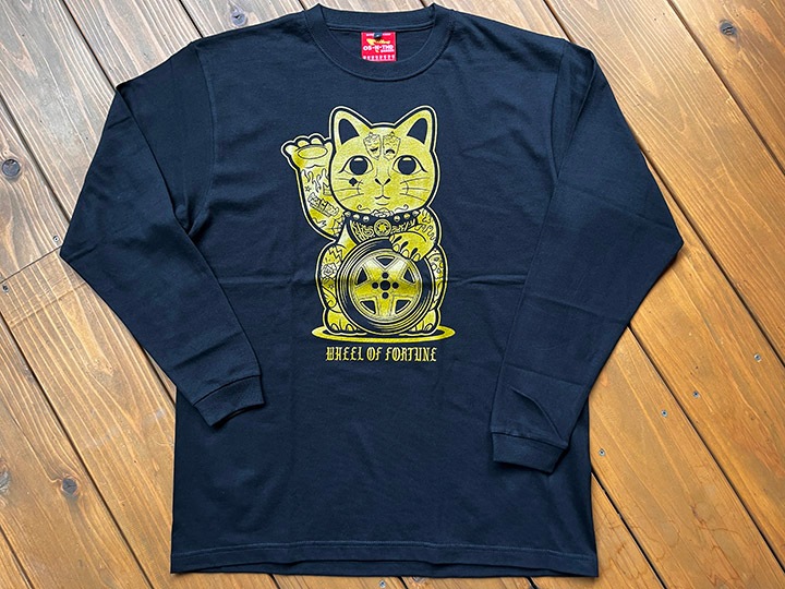 OSSANTHEHOOD longsleeve Tshirt (lucky cat) / black x gold