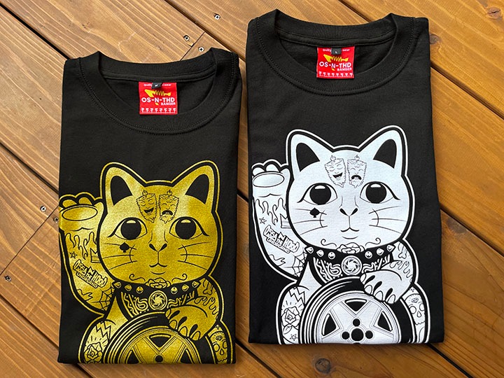 OSSANTHEHOOD longsleeve Tshirt (lucky cat) / black x gold