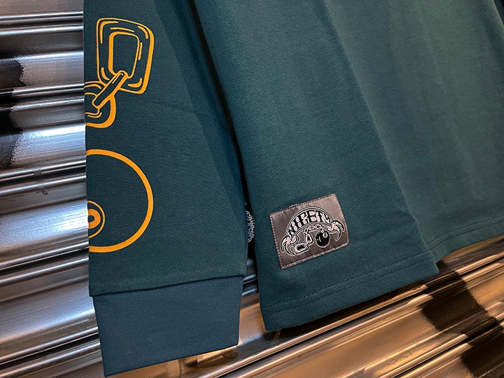 NICETY 10.2oz. ultra heavyweight LS Tshirt (8ball) / turquoise & yellow