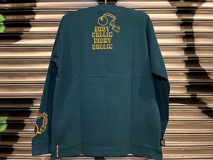 NICETY 10.2oz. ultra heavyweight LS Tshirt (8ball) / turquoise & yellow